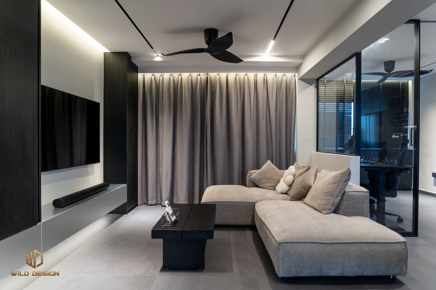 Wild Design - Black & White - Living Hall - Resale HDB - $75,000