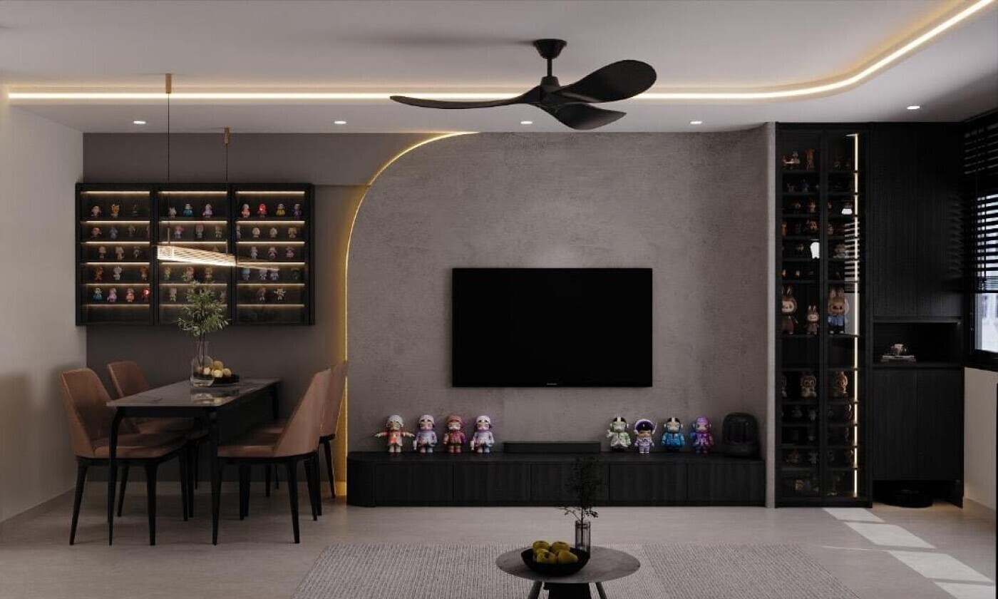 Joust Interior Design Studio - Black & White - Living Room - Resale HDB - $45,500