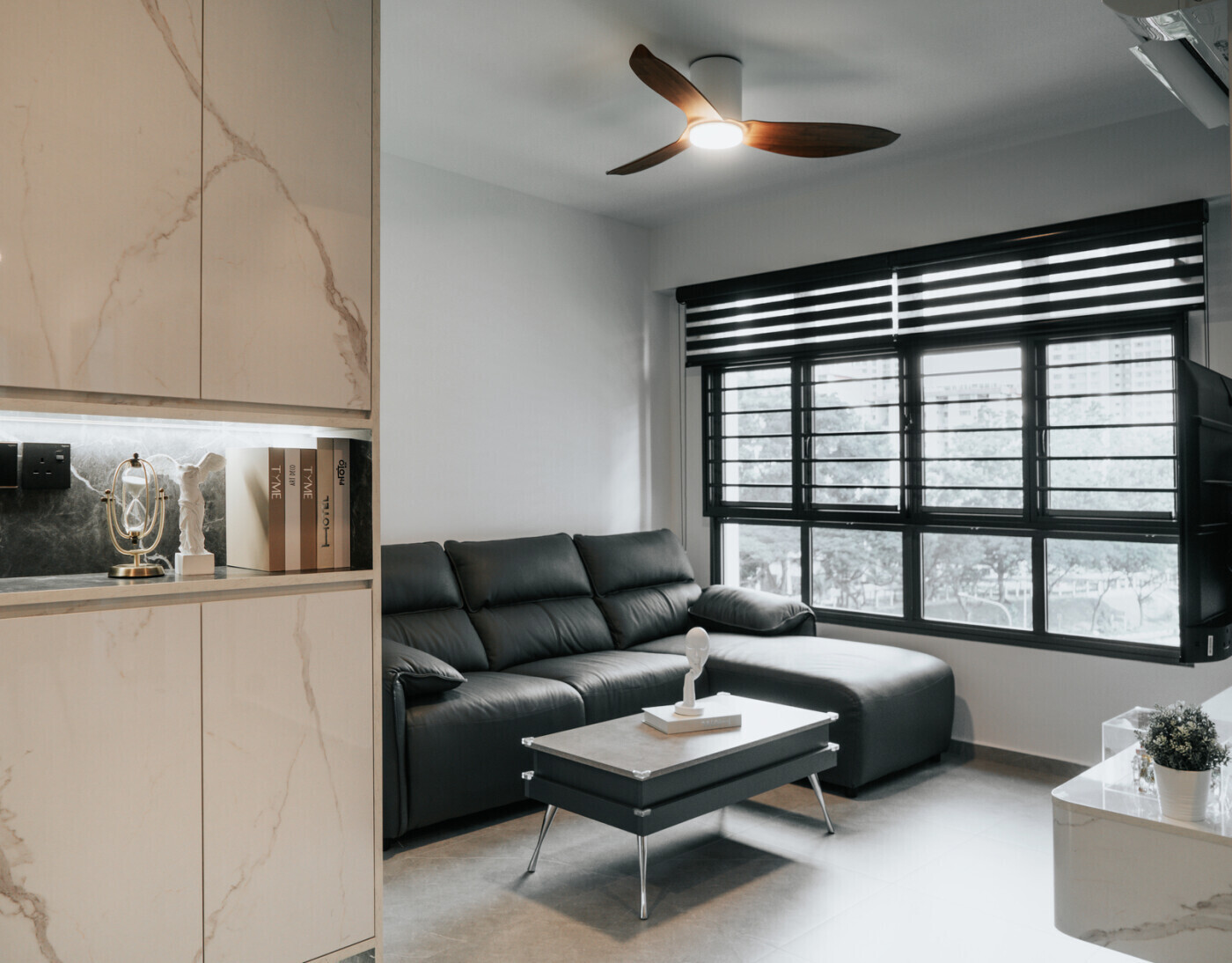 Redefine Interior Design - Black & White - Living Room - Resale HDB - $35,000