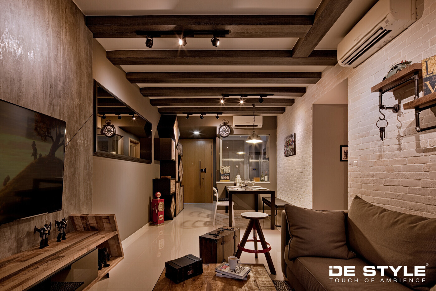De Style Interior - Industrial / Raw - Living Room, Dining, Entrance - New Condo - $69,998